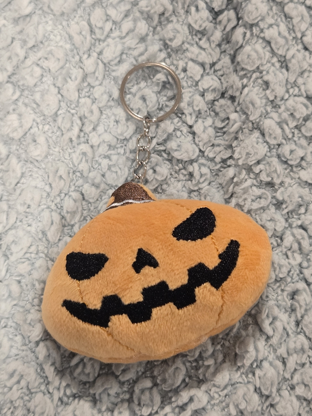 Plush Pumpkin Jack-O'-Lantern Bag Charm Keychain - Orange